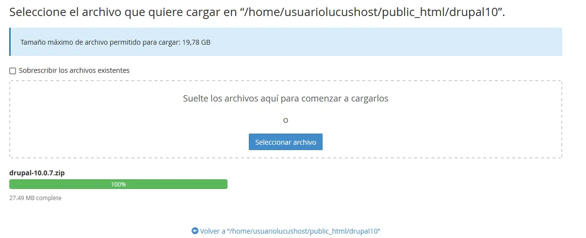 Upload Drupal files to cPanel