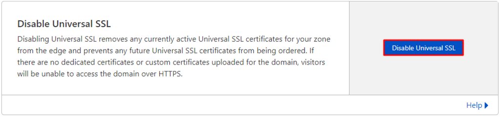 Option to disable Cloudflare Universal SSL