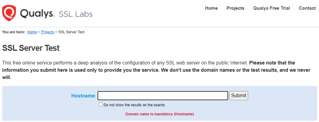 Qualys SSL Labs Website